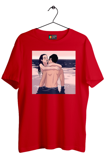 Футболка чоловіча з принтом "Парочка Обнімається В Річці". Голо, кохання, пара. 2070702