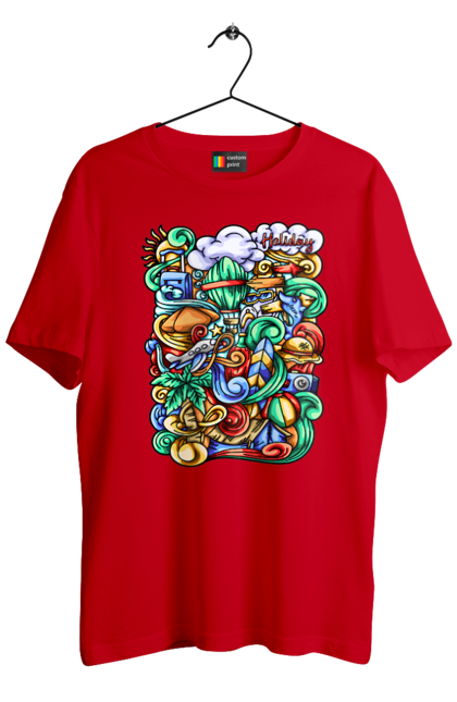 Футболка чоловіча з принтом "Канікули відпочинок арт". Відпочинок, канікули, літо, море, пляж, подорож. 2070702