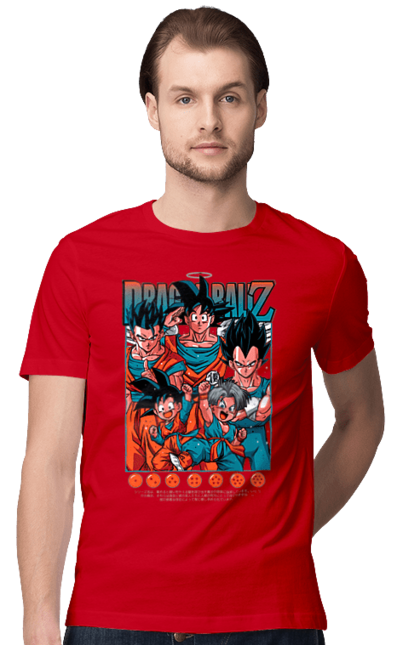 Футболка мужская с принтом Жемчуг дракона. Anime, dragon ball, goku, manga, vegeta, аниме, вегета, гоку, жемчуг дракона, манга. 2070702