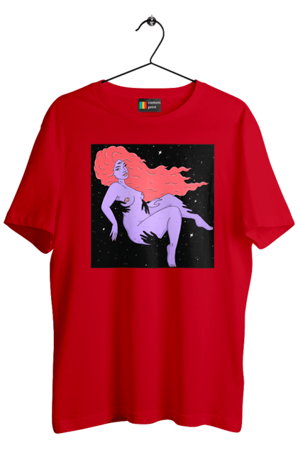 Футболка чоловіча з принтом "Фіолетова Дівчина В Чорній Дирі". Дівчина, лапають. 2070702