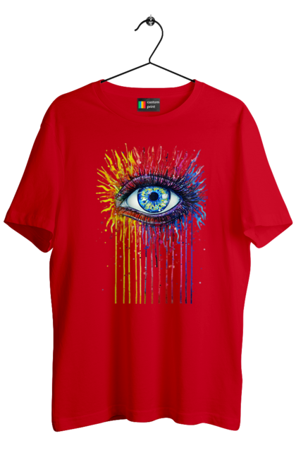 Men`s t-shirt with prints Colorful Flowing Eye. Eye, paints. 2070702