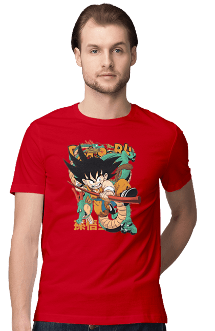 Men's t-shirt with prints Dragon Ball Son Goku. Anime, dragon ball, goku, manga, son goku, tv series. 2070702