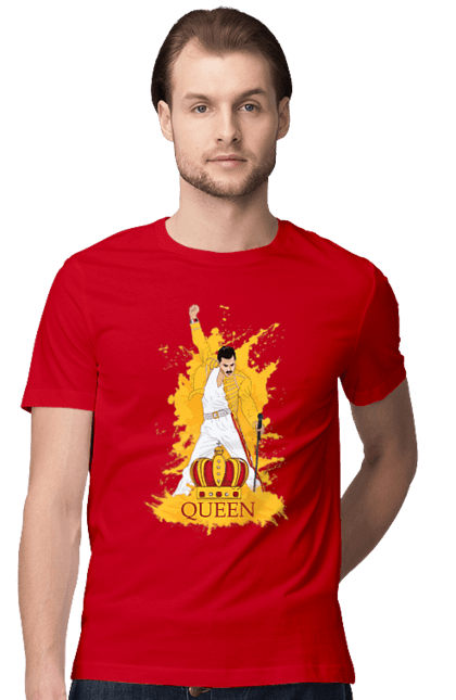 Men's t-shirt with prints Freddie Mercury. Freddie mercury, lettering, music, queen, rock, rock band. 2070702