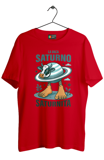 Футболка чоловіча з принтом "Lavaca Saturno Saturnita". Брейнрот, італійська гнилизна мозку, італійський брейнрот, італійський мем, італійські меми, корова сатурн, ла вака, ла вака сатурно, лавака сатурно, сатурно сатурніто. 2070702