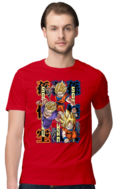 Футболка мужская с принтом Жемчуг дракона. Anime, dragon ball, goku, manga, vegeta, аниме, вегета, гоку, жемчуг дракона, манга. 2070702