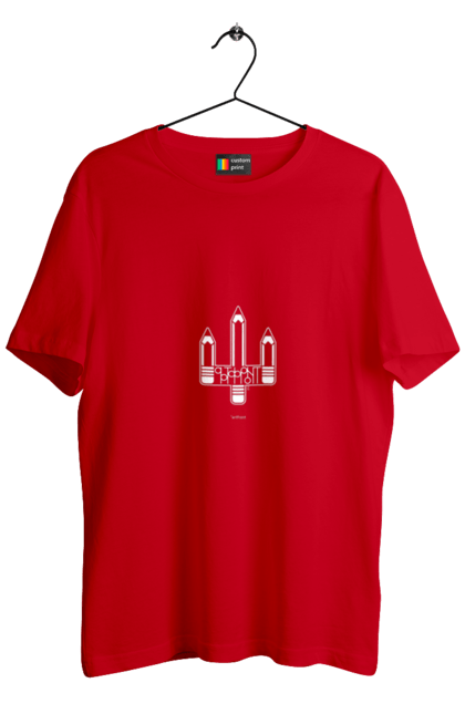 Men`s t-shirt with prints Artfront white monocolor. Front, independence day, patriotic, printing, sarabeevart, to buy, ukraine. 2070702