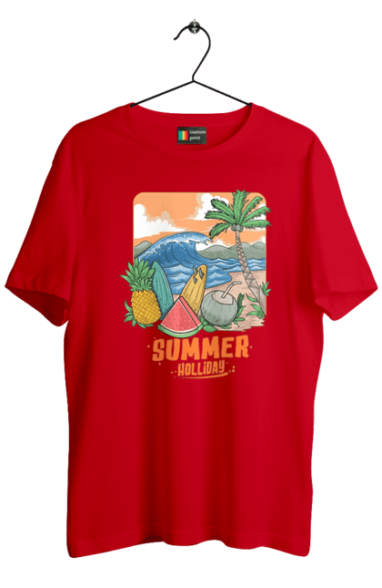 Men`s t-shirt with prints Summer Holidays. Palm, sea, summer, waves. 2070702