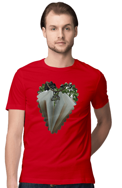 Men`s t-shirt with prints Book valentine. Books, decoration, heart, heart shape, love, nature, reading, wood. 2070702