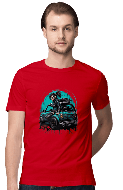 Футболка чоловіча з принтом "Кіберпанк дівчина". Арт, графіка, дівчата, ігри, кіберпанк, малюнок. 2070702