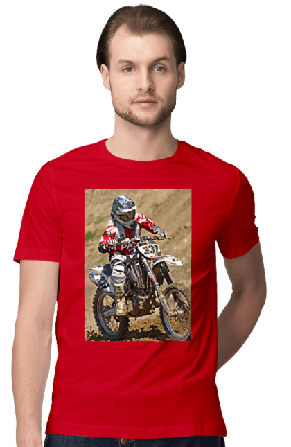 Футболка чоловіча з принтом "МОТОГОНЩИК". Мото, мотогонщик, мотоцикл, спорт, спортсмен. 2070702