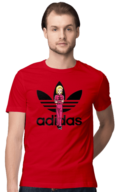 Футболка мужская с принтом Adidas Андроид 18. Adidas, android 18, dragon ball, адидас, андроид 18, аниме, жемчуг дракона, киборг, манга, сериал. 2070702