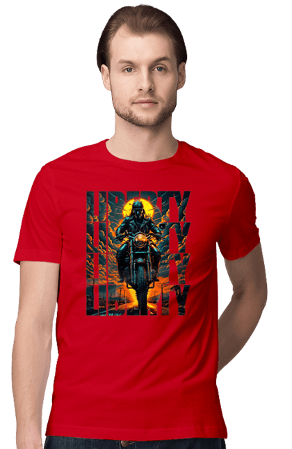 Футболка чоловіча з принтом "Байкер". Байкер, мотоцикліст, подорожі, свобода, туризм. 2070702