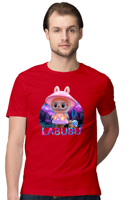 Футболка чоловіча з принтом "Лабубу". Брелок лабубу, іграшка лабубу, лабубу, лабубу кока кола, лялька лабубу, мерч лабубу, мила, рожева лабубу, смішна лабубу. 2070702