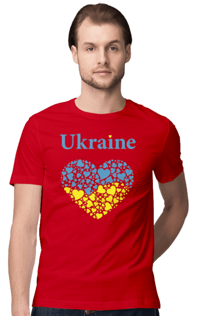 Футболка чоловіча з принтом "Ukraine Heart". Прапор, серце, україна. 2070702