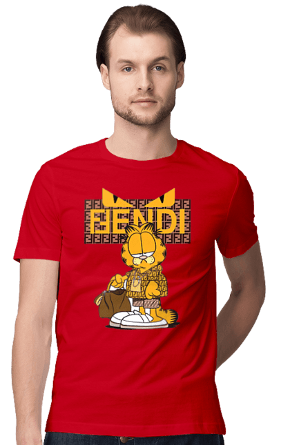 Футболка чоловіча з принтом "Fendi Гарфілд". Fendi, garfield, бренд, будинок моди, гарфілд, італія, люкс, мода, сумка, фенді. 2070702