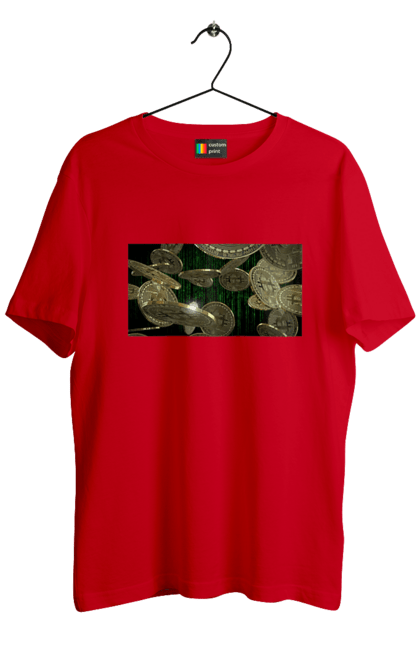 Футболка чоловіча з принтом "Біткойн". Багатство, біткойн, валюта, гроші, криптовалюта, курс, майнінг, матриця, монета, розкіш, цифровий світ. 2070702
