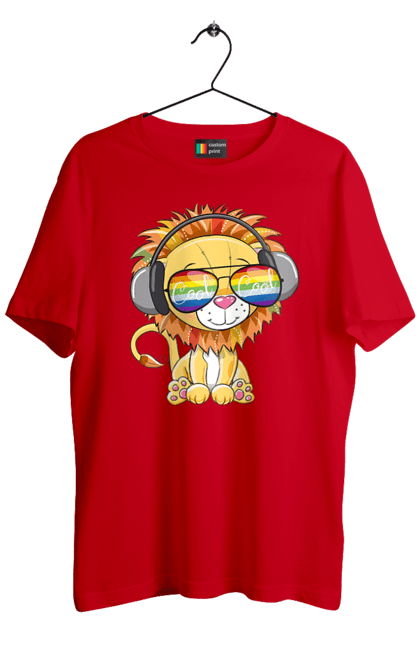 Футболка чоловіча з принтом "Левеня В Окулярах І Навушниках". Лев, левеня, навушники, окуляри. 2070702