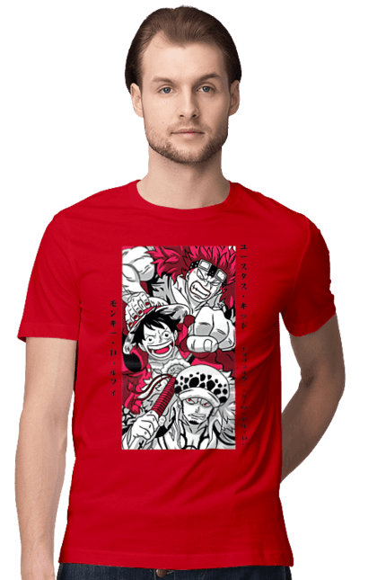 Men's t-shirt with prints One Piece Luffy. Anime, luffy, manga, monkey de luffy, one piece, pirates. 2070702