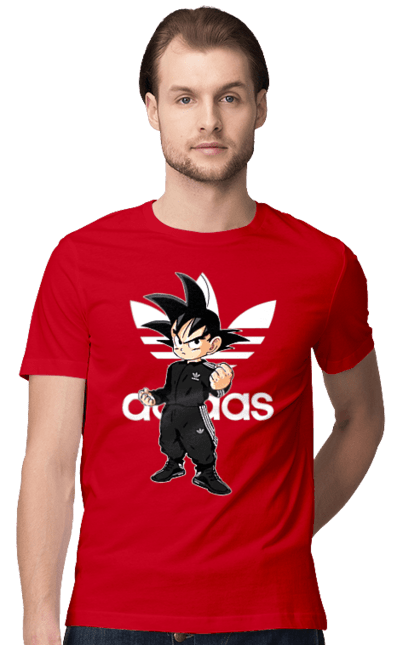 Футболка чоловіча з принтом "Adidas Сон Гоку". Adidas, dragon ball, manga, son goku, адідас, аніме, гоку, манга, перли дракона, сон гоку. 2070702