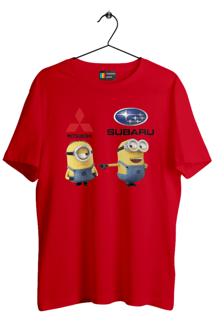 Футболка чоловіча з принтом "Minion Субару". Авто, машини, міньйони, мітсубісі, субару. 2070702