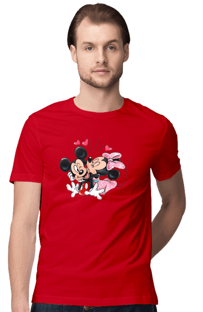 Футболка мужская с принтом Микки Маус и Минни Маус. Mickey mouse, minnie mouse, дисней, микки, микки маус, минни маус, мультфильм. 2070702