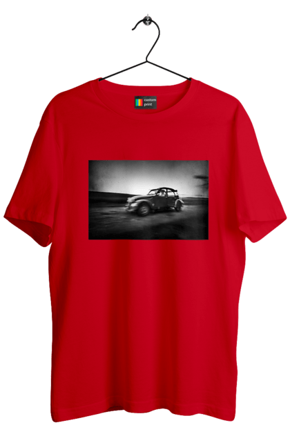 Футболка чоловіча з принтом "Ретро машина чб". Авто, ретро, ретро машина, чорно біла машина. 2070702