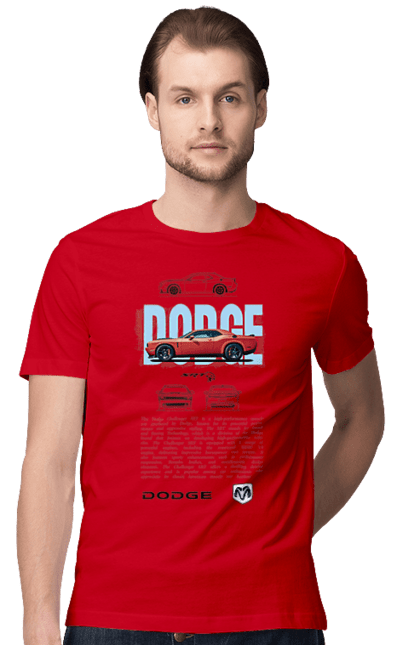 Футболка мужская с принтом Dodge. Challenger, chrysler, dodge, автомобиль, гонка, додж, машина. 2070702