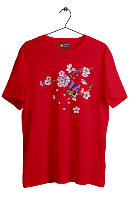 Men`s t-shirt with prints Butterfly And Sakura. Butterfly, sakura, spring, wood. 2070702