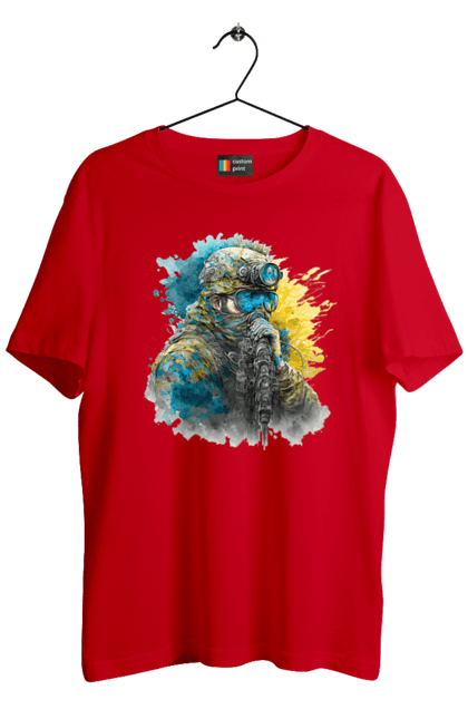 Футболка чоловіча з принтом "Снайпер ЗСУ". Армія, зсу, прапор україни, символи україни, снайпер, солдат, україна. 2070702