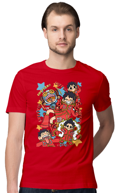 Men's t-shirt with prints One Piece Luffy. Anime, luffy, manga, monkey de luffy, one piece, pirates. 2070702