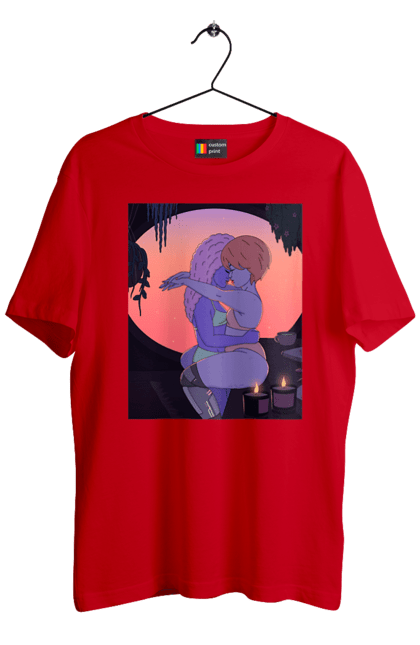 Футболка чоловіча з принтом "Фіолетові Дівчата Обіймаються". Захід, обійми. 2070702