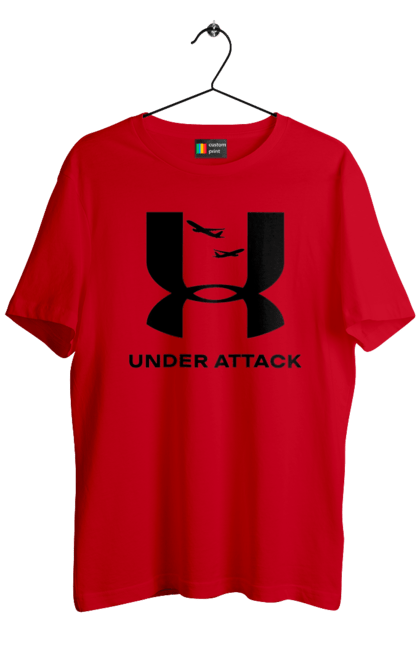 Футболка чоловіча з принтом "Under Attack black". Андер армор, бренди, гумор, приколи, прикольні, ундер армор. 2070702