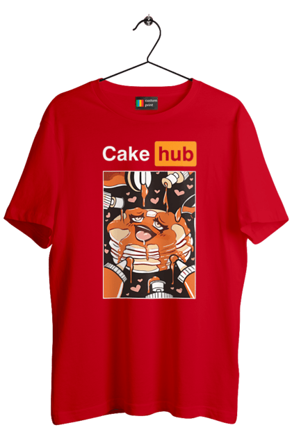 Футболка чоловіча з принтом "Кейк Хаб". Брутальна, гумор, кейк хаб, порн хаб, прикол. 2070702