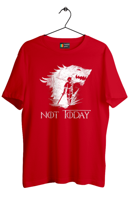 Men's t-shirt with prints Game of Thrones Arya. Arya, game, got, not today, stark, starks, thrones, tv show, wolf, wolves. 2070702