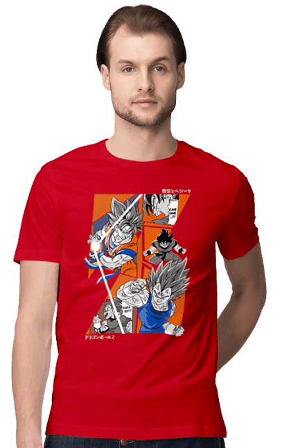 Men's t-shirt with prints Dragon Ball. Anime, dragon ball, goku, manga, tv series, vegeta. 2070702