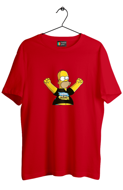 Футболка чоловіча з принтом "Сімпсон та російський корабель". Війна, гомер, гомер сімпсон, марка корабель, патріот, перемога, російський корабель, сімпсон, україна. 2070702