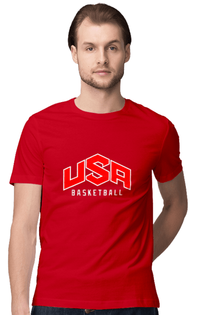 Футболка чоловіча з принтом "Баскетбол США". Basketball, usa, usa basketball, баскетбол, команда, спорт, спортивна команда, сша. 2070702