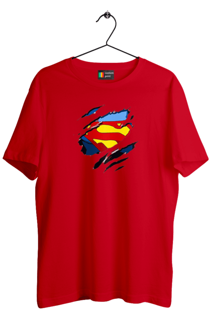 Футболка чоловіча з принтом "Супермен". Герои, голливуд, кларк кент, рисунок, супермен. CustomPrint.market