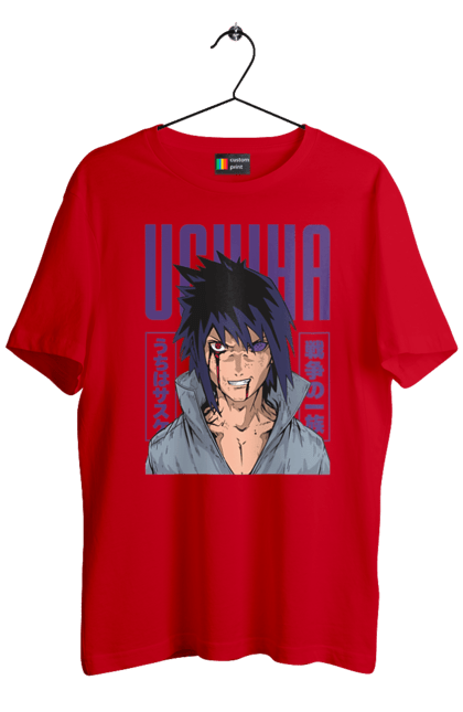 Men's t-shirt with prints Naruto Sasuke Uchiha. Anime, manga, naruto, sasuke, sasuke uchiha, team 7, team number 7, uchiha. 2070702