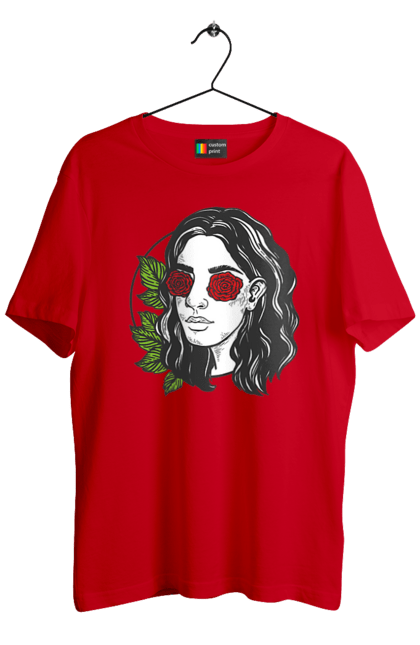 Футболка чоловіча з принтом "Дівчина З Трояндами На Очах". Дівчина, троянда. 2070702