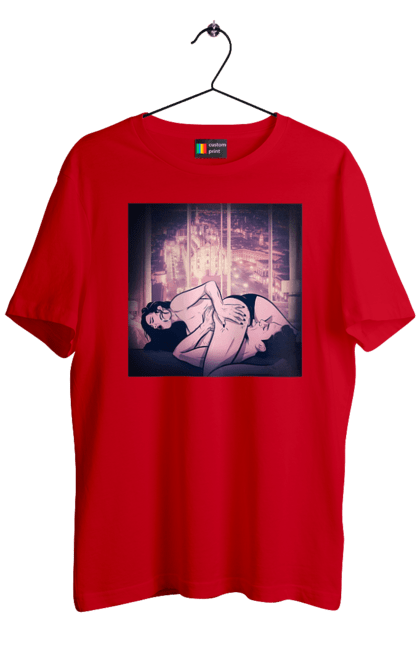 Футболка чоловіча з принтом "Дорослі Ігри На Тлі Міста". Гола, кохання, лизати, трусики. 2070702