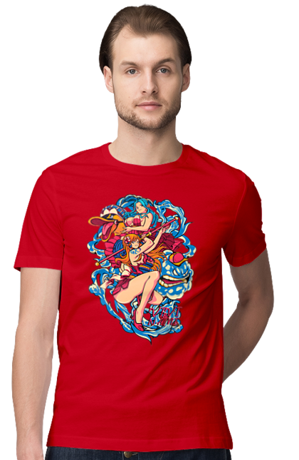 Men's t-shirt with prints One Piece Nami. Anime, cat burglar, manga, nami, one piece, straw hat pirates. 2070702