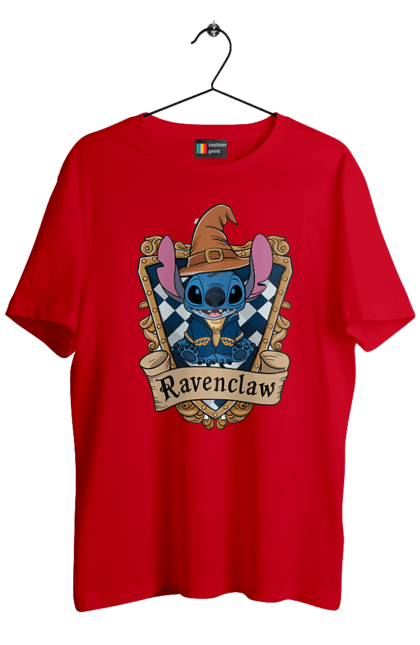 Футболка мужская с принтом Стич Когтевран. Harry potter, hogwarts, ravenclaw, stich, гарри поттер, когтевран, стич, факультет, франшиза, хогвартс. 2070702