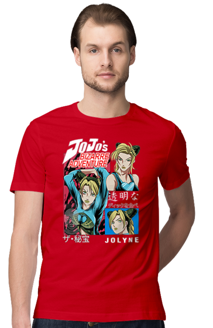 Men's t-shirt with prints JOJO Jolyne Cujoh. Anime, jojo, jojo`s bizarre adventure, jojo’s bizarre adventure, jolyne cujoh, manga. 2070702