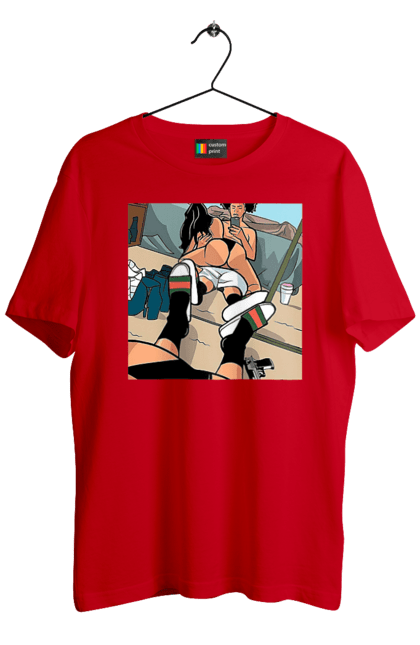 Футболка чоловіча з принтом "Голе Селфі У Дзеркалі". Жопа, зверху, селфі. 2070702