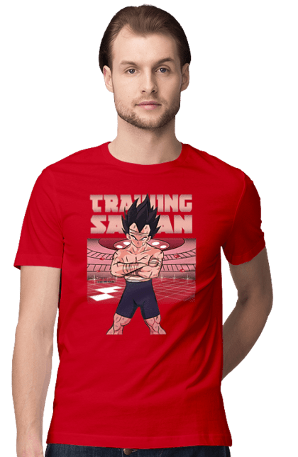 Men's t-shirt with prints Dragon Ball Vegeta. Anime, dragon ball, goku, majin vegeta, manga, tv series, vegeta. 2070702