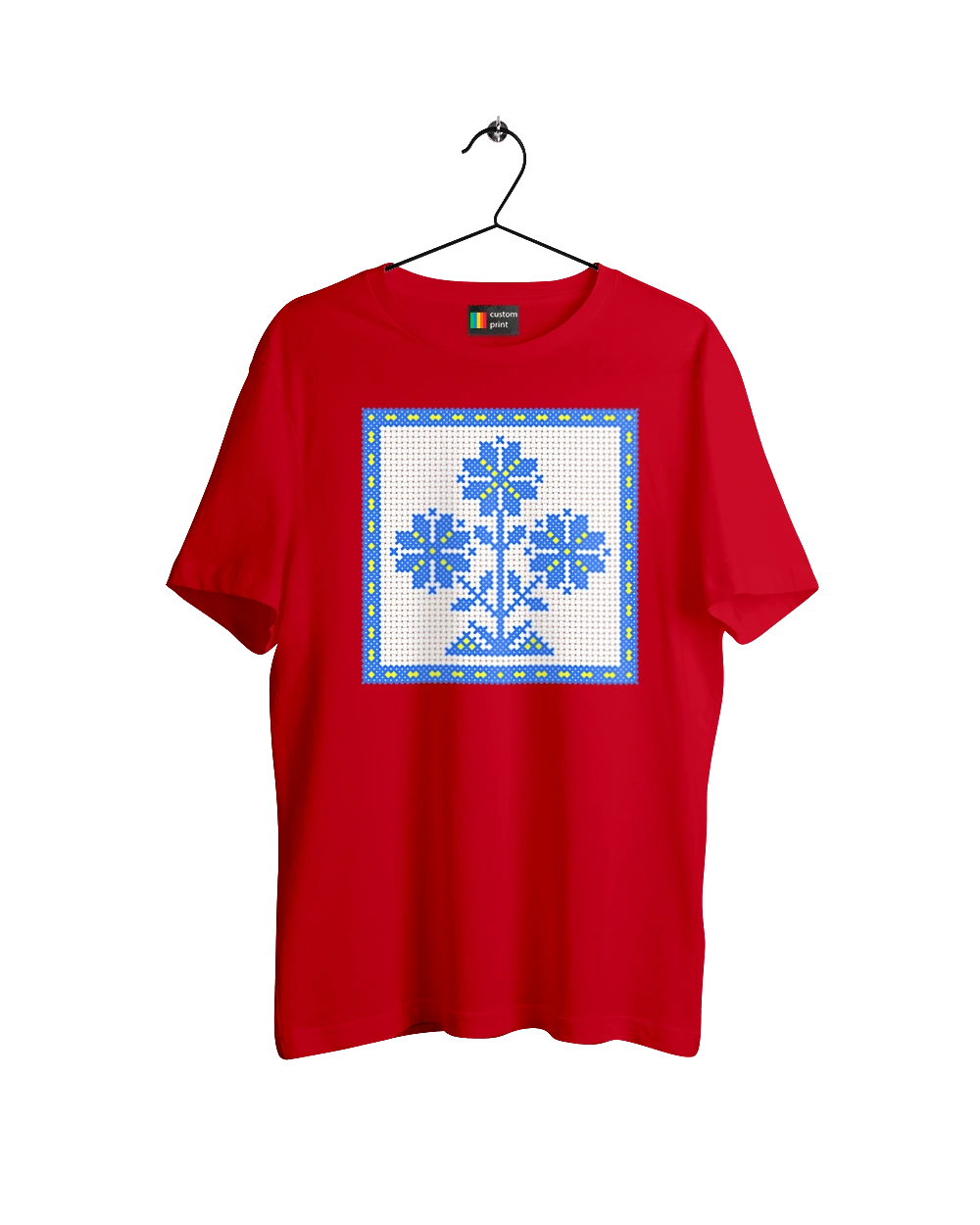 Жовто блакитна вишивка квіти