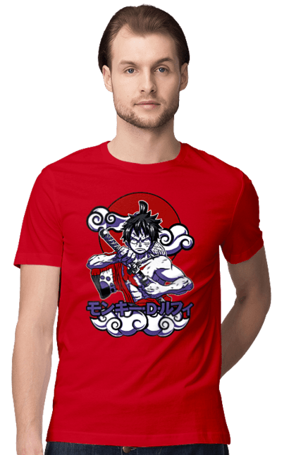 Men's t-shirt with prints One Piece Luffy. Anime, luffy, manga, monkey de luffy, one piece, pirates. 2070702