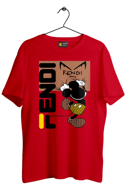 Футболка чоловіча з принтом "Fendi Міккі Маус". Fendi, mickey mouse, бренд, будинок моди, італія, люкс, міккі маус, мода, сумка, фенді. 2070702