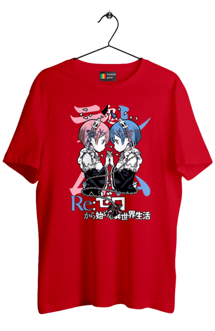 Футболка чоловіча з принтом "Re:Zero". Anime, manga, ram, re:zero, rem, аніме, драма, манга, рам, рем. 2070702